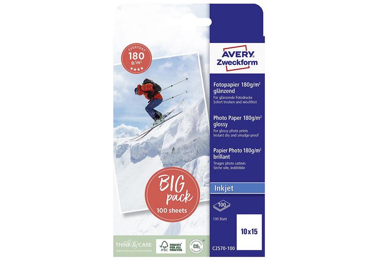 Produktbild: AVERY Zweckform Fotopapier Classic 180g/m&sup2; 10x15cm 100 Blatt