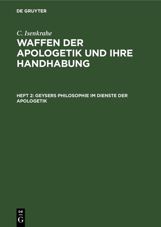 Produktbild: Geysers Philosophie im Dienste der Apologetik