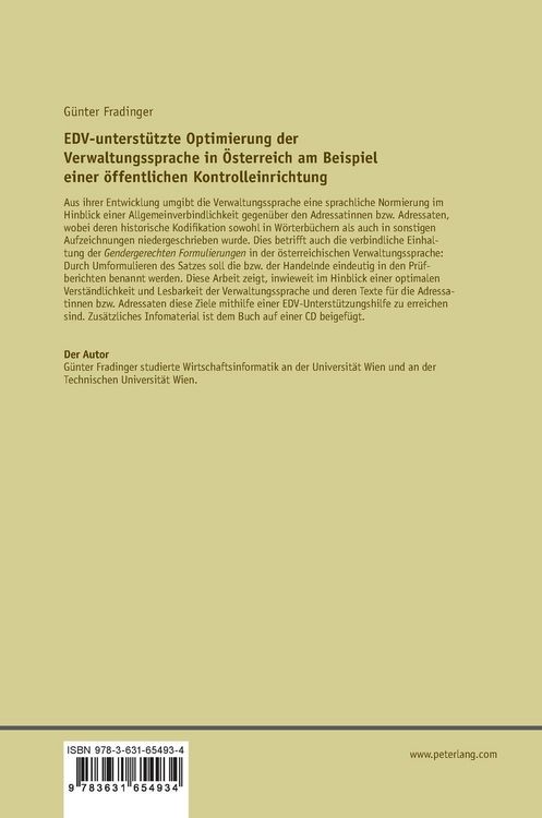 Produktbild: EDV-unterst&uuml;tzte Optimierung der Verwaltungssprache in &Ouml;sterreich am Beispiel einer einer &ouml;ffentlichen Kontrolleinrichtung