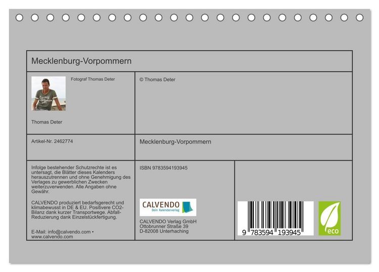 Produktbild: Mecklenburg-Vorpommern (Tischkalender 2027 DIN A5 quer), CALVENDO Monatskalender