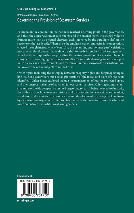 Produktbild: Governing the Provision of Ecosystem Services