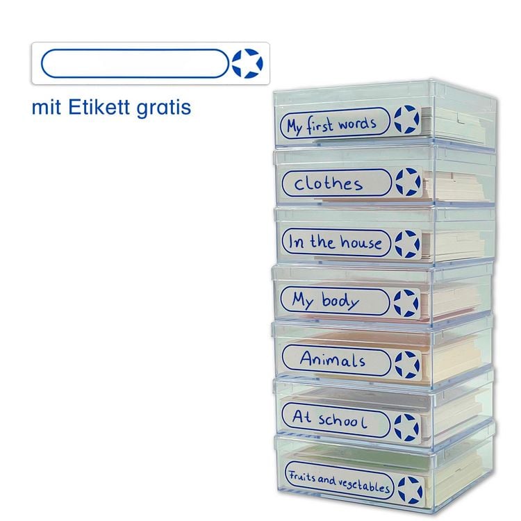 Produktbild: Meine Lesedose Englisch 1-7 - Grundwortschatz Englisch - Deutsch - DaZ - Jetzt neu mit Etikett zum Beschriften