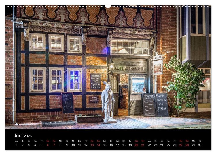 Produktbild: Buxtehude bei Nacht (hochwertiger Premium Wandkalender 2026 DIN A2 quer), Kunstdruck in Hochglanz