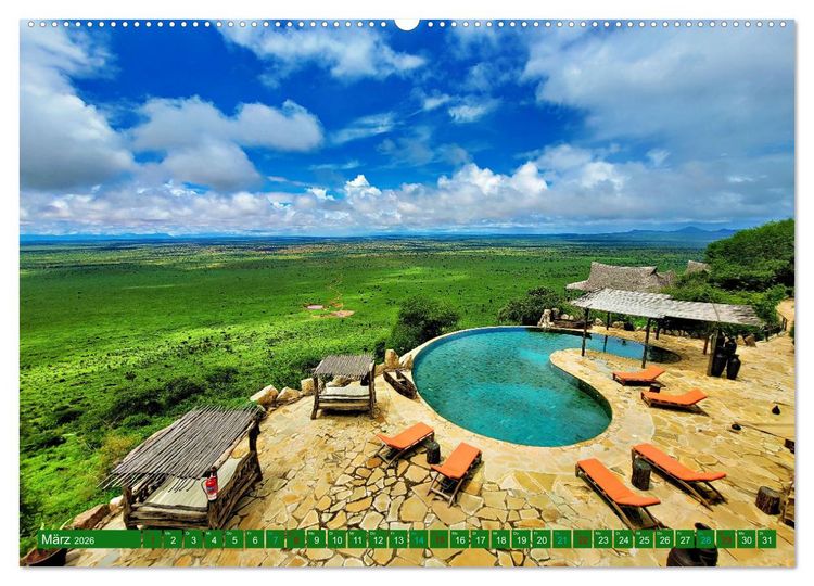 Produktbild: Im Einklang mit der Natur - Soroi Lions Bluff Lodge Kenia (hochwertiger Premium Wandkalender 2026 DIN A2 quer), Kunstdruck in Hochglanz