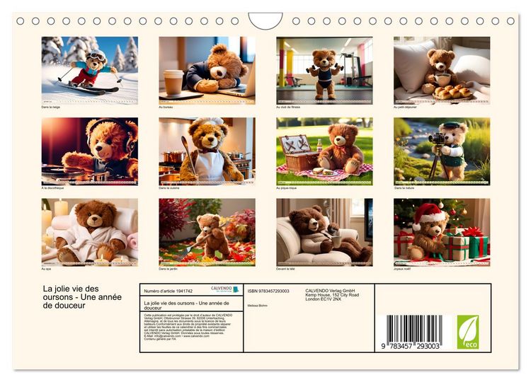 Produktbild: La jolie vie des oursons - Une ann&eacute;e de douceur (Calendrier mural 2026 DIN A4 vertical), CALVENDO calendrier mensuel