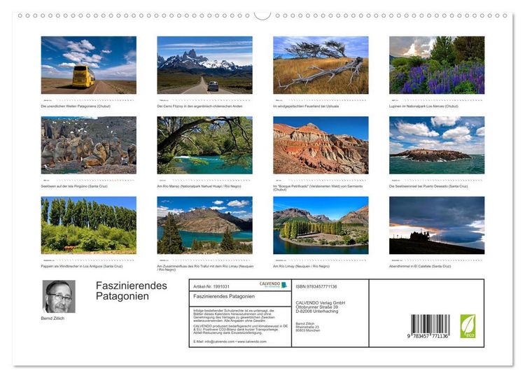 Produktbild: Faszinierendes Patagonien (hochwertiger Premium Wandkalender 2026 DIN A2 quer), Kunstdruck in Hochglanz