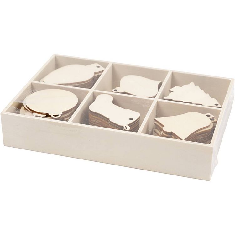 Produktbild: Creativ Company Weihnachtsschmuck, H 5,5-7 cm, B 4-5 cm, Lochgr&ouml;&szlig;e 4 mm, 90 Stk