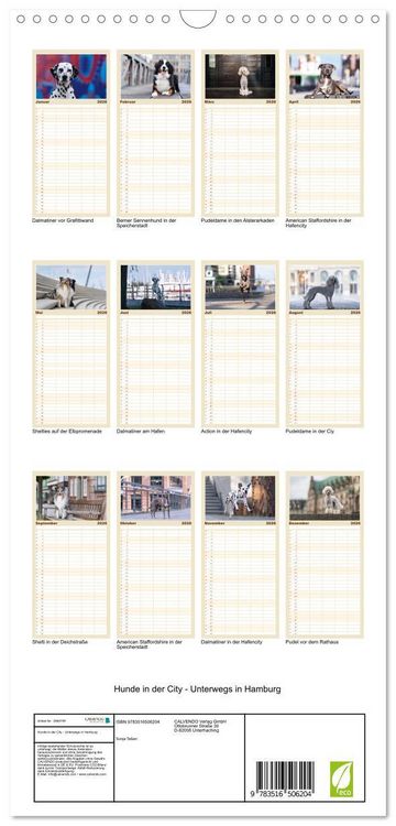 Produktbild: Familienplaner 2026 - Hunde in der City - Unterwegs in Hamburg mit 5 Spalten (Wandkalender, 21 x 45 cm) CALVENDO