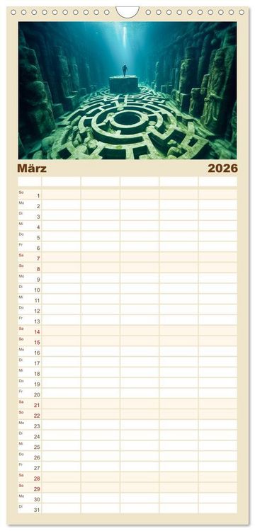 Produktbild: Familienplaner 2026 - Labyrinth Universum mit 5 Spalten (Wandkalender, 21 x 45 cm) CALVENDO