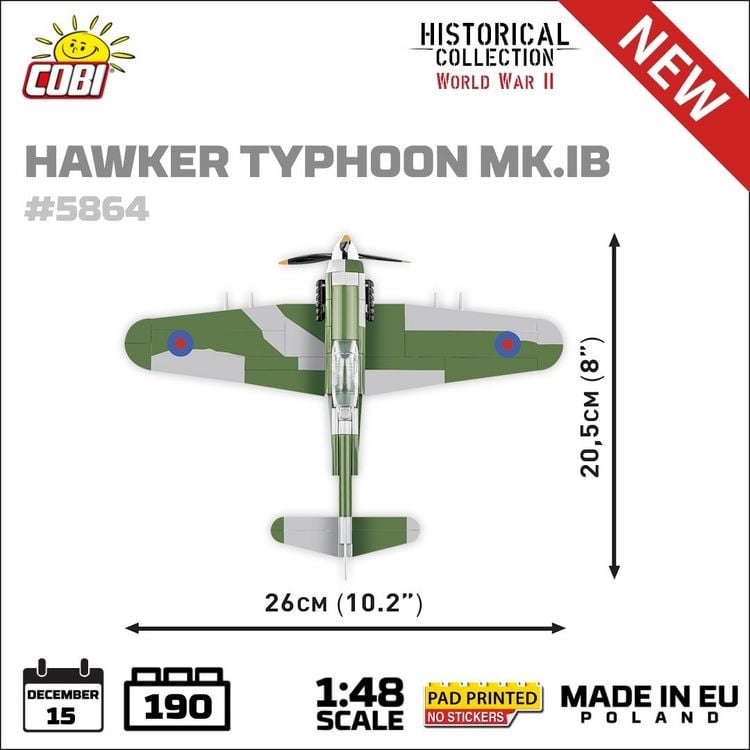 Produktbild: COBI Historical Collection 5864 - Hawker Typhoon NK.IB, WWII, 190 Klemmbausteine
