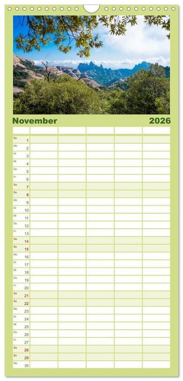 Produktbild: Familienplaner 2026 - Montserrat Wanderung mit 5 Spalten (Wandkalender, 21 x 45 cm) CALVENDO