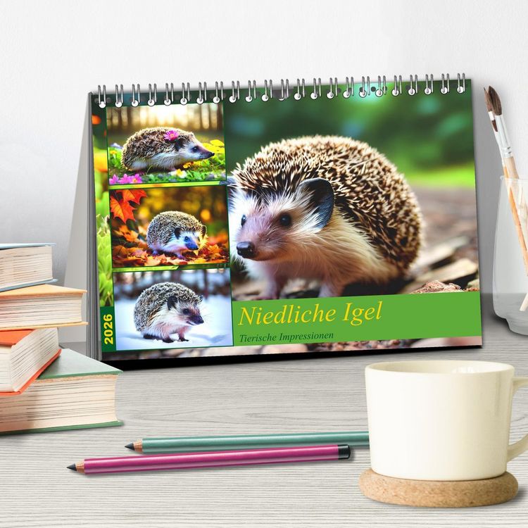 Produktbild: Niedliche Igel (Tischkalender 2026 DIN A5 quer), CALVENDO Monatskalender