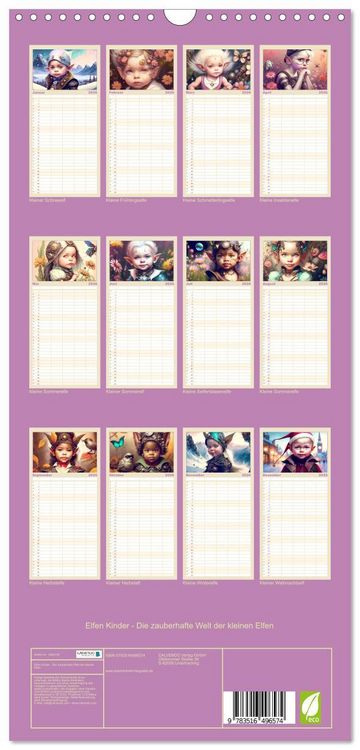 Produktbild: Familienplaner 2026 - Elfen Kinder - Die zauberhafte Welt der kleinen Elfen mit 5 Spalten (Wandkalender, 21 x 45 cm) CALVENDO