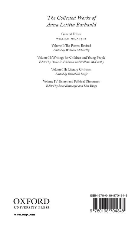 Produktbild: Collected Works of Anna Letitia Barbauld