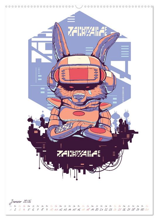 Produktbild: Cyberpunk Futuristische St&auml;dte (Wandkalender 2026 DIN A2 hoch), CALVENDO Monatskalender