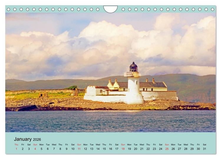 Produktbild: Scottish Lighthouses - beacons along the coast of Scotland (Wall Calendar 2026 DIN A4 landscape), CALVENDO 12 Month Wall Calendar