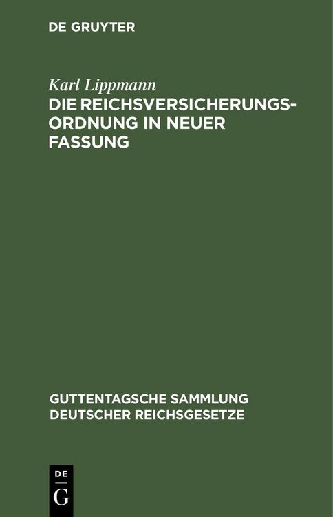 Produktbild: Die Reichsversicherungsordnung in neuer Fassung