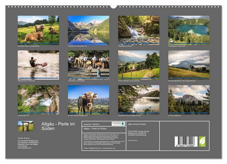 Produktbild: Allg&auml;u - Perle im S&uuml;den (hochwertiger Premium Wandkalender 2026 DIN A2 quer), Kunstdruck in Hochglanz