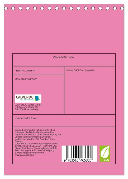Produktbild: Zauberhafte Feen (Tischkalender 2026 DIN A5 hoch), CALVENDO Monatskalender