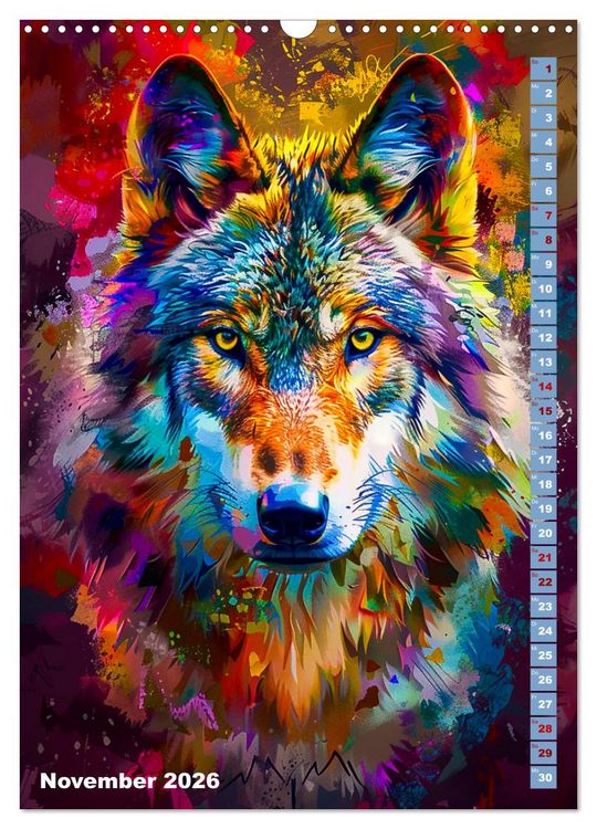 Produktbild: Farbenpracht - Bunte Tierportr&auml;ts (Wandkalender 2026 DIN A3 hoch), CALVENDO Monatskalender