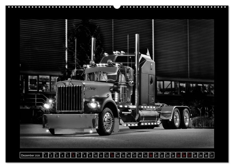 Produktbild: Kenworth W900A EXTHD - in schwarzwei&szlig; (hochwertiger Premium Wandkalender 2026 DIN A2 quer), Kunstdruck in Hochglanz