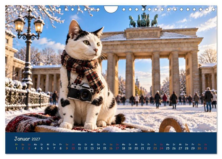 Produktbild: Eine Katze reist um die Welt (Wandkalender 2027 DIN A4 quer), CALVENDO Monatskalender