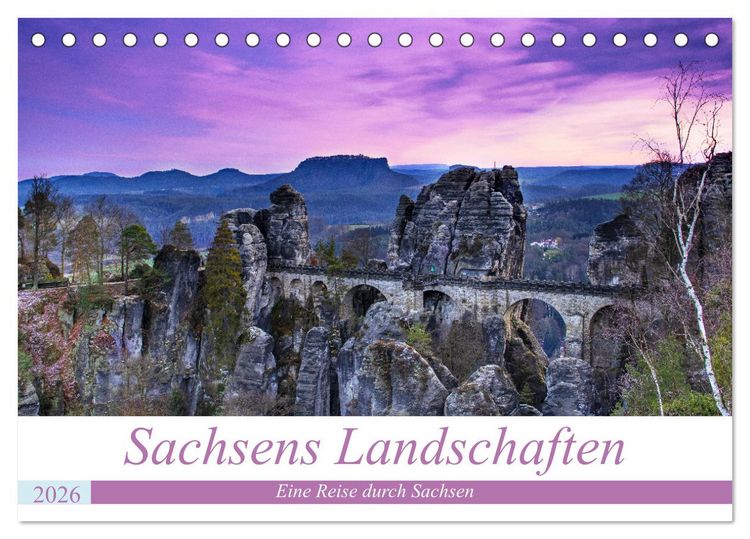 Produktbild: Sachsens Landschaften (Tischkalender 2026 DIN A5 quer), CALVENDO Monatskalender