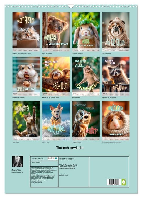Produktbild: Tierisch erwischt (Wandkalender 2026 DIN A2 hoch), CALVENDO Monatskalender