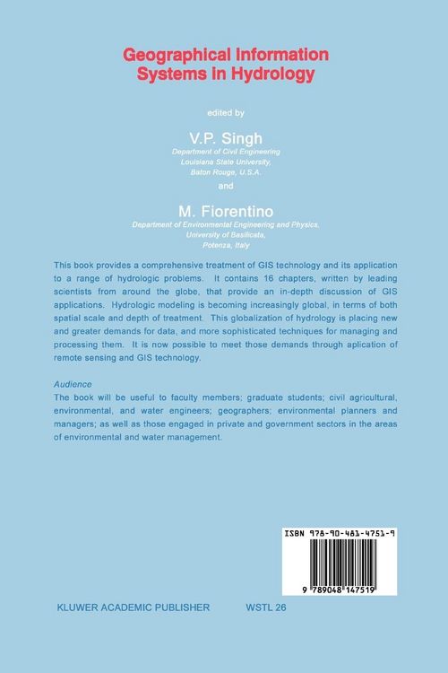 Produktbild: Geographical Information Systems in Hydrology