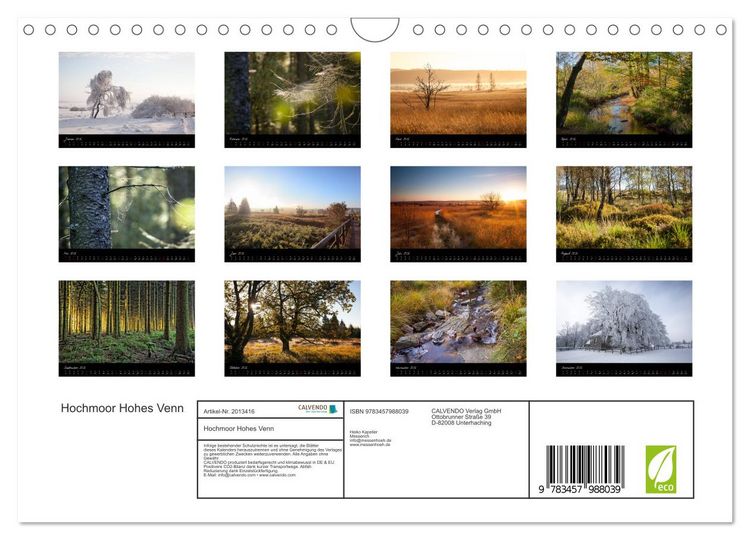 Produktbild: Hochmoor Hohes Venn (Wandkalender 2026 DIN A4 quer), CALVENDO Monatskalender