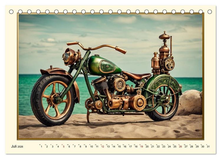 Produktbild: Motorr&auml;der im Steampunk-Style (Tischkalender 2026 DIN A5 quer), CALVENDO Monatskalender
