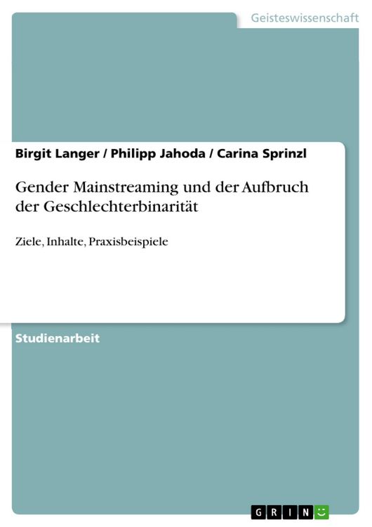 Produktbild: Gender Mainstreaming und der Aufbruch der Geschlechterbinarit&auml;t