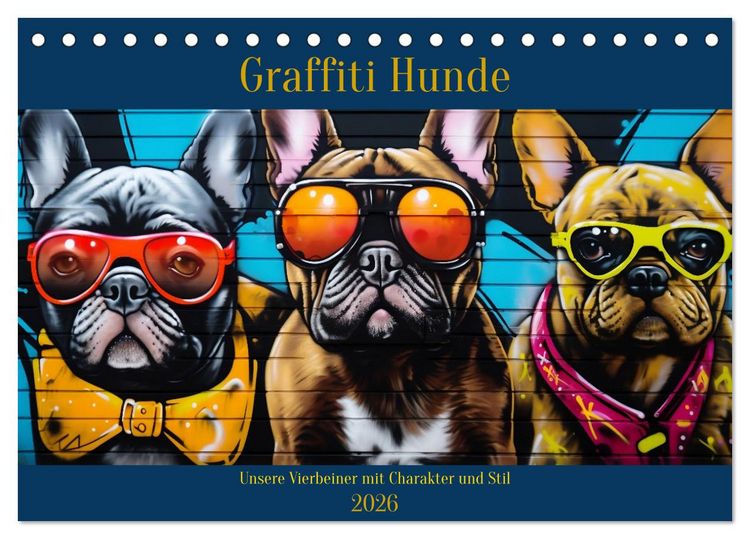 Produktbild: Graffiti Hunde (Tischkalender 2026 DIN A5 quer), CALVENDO Monatskalender