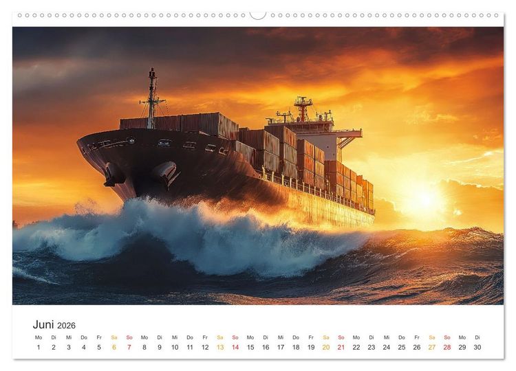 Produktbild: Containerschiffe - Giganten im Fokus (hochwertiger Premium Wandkalender 2026 DIN A2 quer), Kunstdruck in Hochglanz
