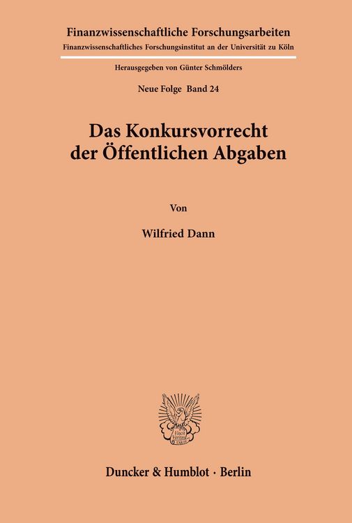 Produktbild: Das Konkursvorrecht der &Ouml;ffentlichen Abgaben.
