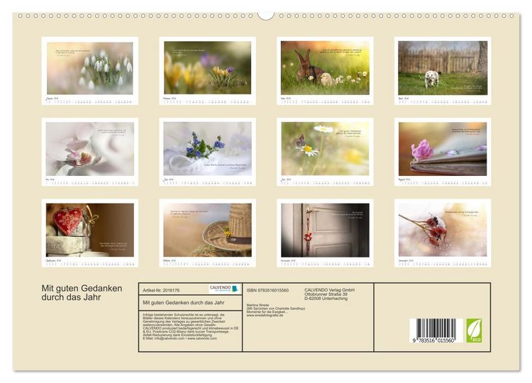 Produktbild: Mit guten Gedanken durch das Jahr (hochwertiger Premium Wandkalender 2026 DIN A2 quer), Kunstdruck in Hochglanz