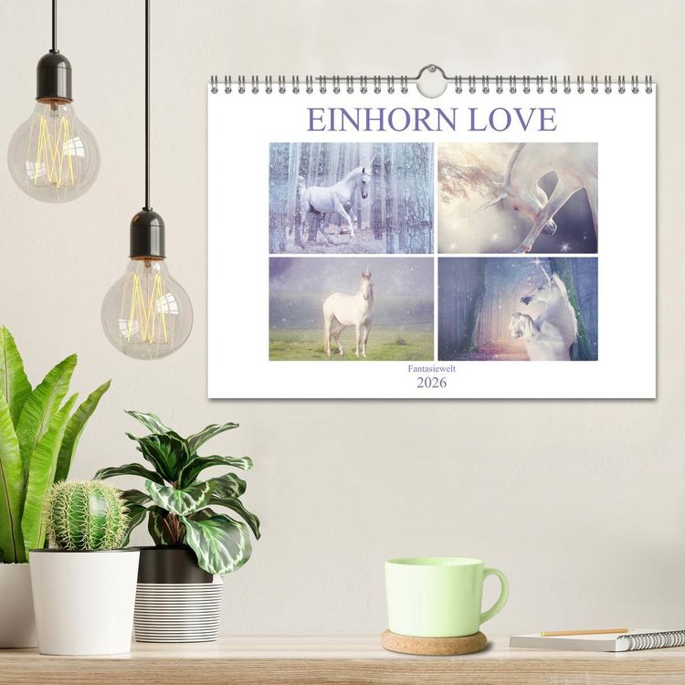 Produktbild: Einhorn Love - Fantasiewelt (Wandkalender 2026 DIN A4 quer), CALVENDO Monatskalender