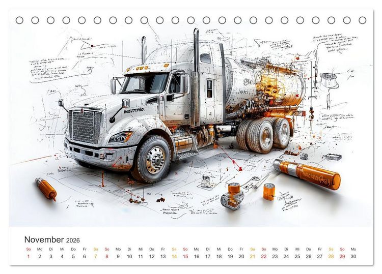 Produktbild: Trucks - Design Studien (Tischkalender 2026 DIN A5 quer), CALVENDO Monatskalender
