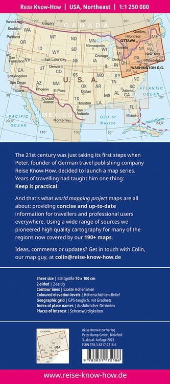 Produktbild: Reise Know-How Landkarte USA, Nordost / USA, Northeast (1:1.250.000) : Maine, Maryland, New York, Ohio, West Virginia, ...