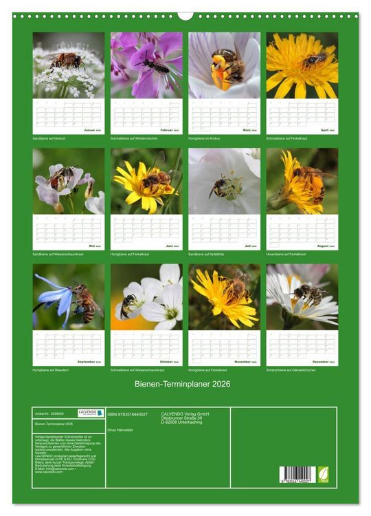 Produktbild: Bienen-Terminplaner 2026 (Wandkalender 2026 DIN A2 hoch), CALVENDO Monatskalender