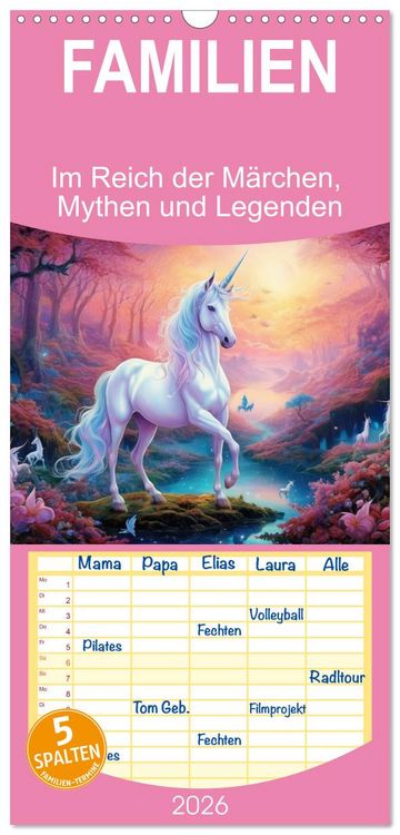 Produktbild: Familienplaner 2026 - Im Reich der M&auml;rchen, Mythen und Legenden mit 5 Spalten (Wandkalender, 21 x 45 cm) CALVENDO