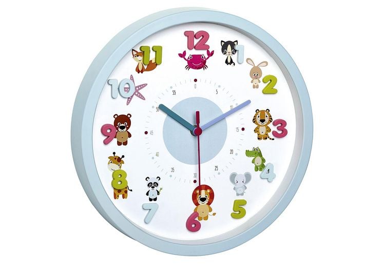 Produktbild: TFA Dostmann Little Animals Quarz Wanduhr 30.9cm x 4.4cm Hellblau
