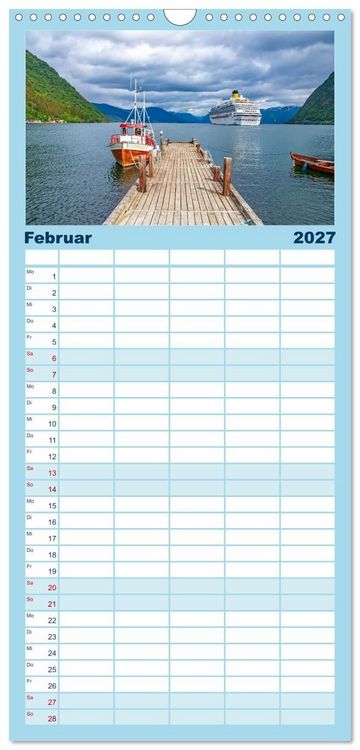 Produktbild: Familienplaner 2027 - Norwegen - Wilde Sch&ouml;nheit mit 5 Spalten (Wandkalender, 21 x 45 cm) CALVENDO