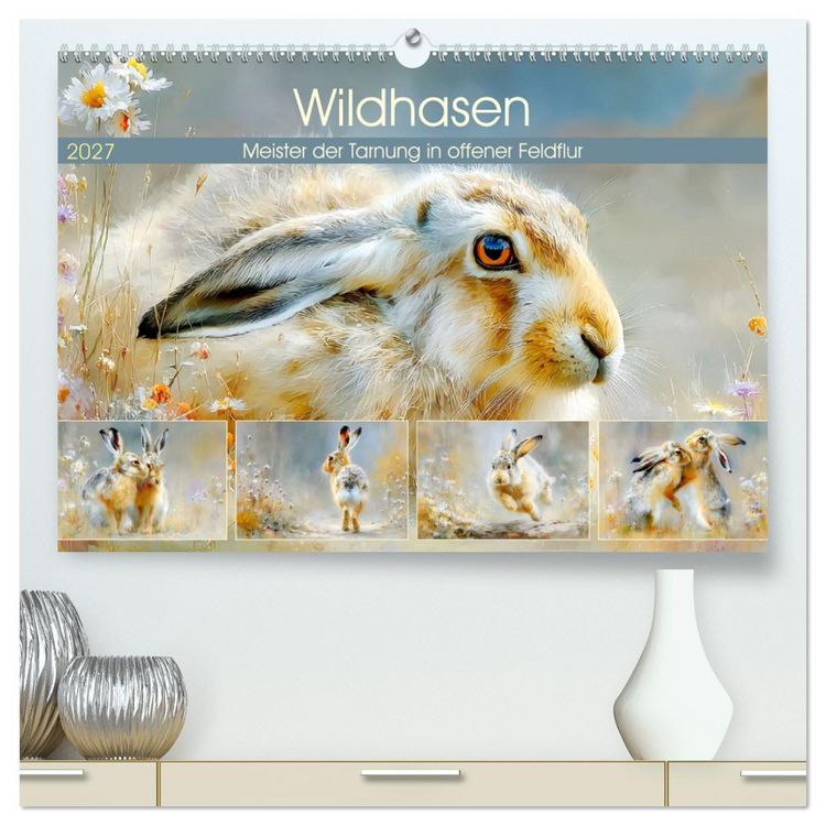 Produktbild: Wildhasen. Meister der Tarnung in offener Feldflur (hochwertiger Premium Wandkalender 2027 DIN A2 quer), Kunstdruck in Hochglanz