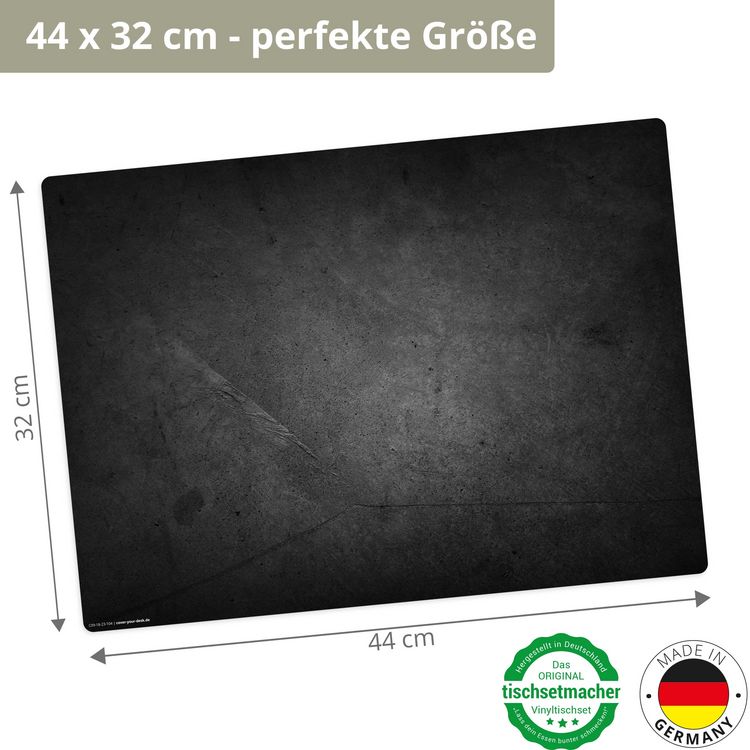 Produktbild: Tischsetmacher Tischsets Schieferplatte schwarz, aus hochwertigem Vinyl (4 St&uuml;ck), 44 x 32 cm