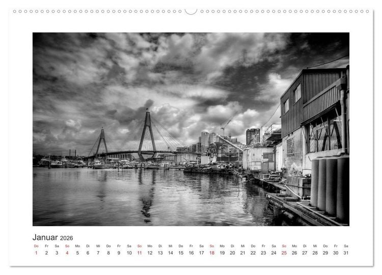 Produktbild: SYDNEY Monochrom (hochwertiger Premium Wandkalender 2026 DIN A2 quer), Kunstdruck in Hochglanz