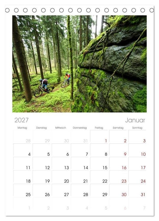 Produktbild: Tischplaner 2027 - Mountainbike Traumpfade (A5 Tischkalender zum Aufstellen) CALVENDO