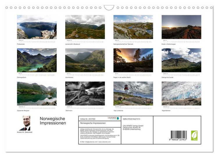 Produktbild: Norwegische Impressionen (Wandkalender 2026 DIN A3 quer), CALVENDO Monatskalender