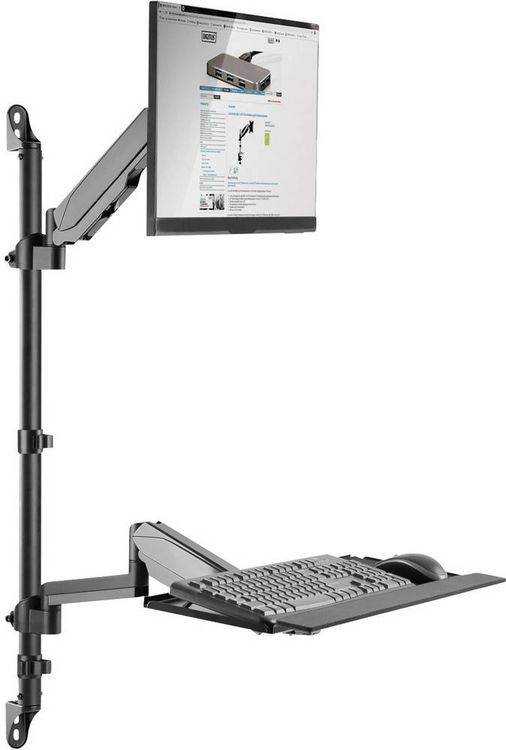 Produktbild: Digitus Monitor-Wandhalterung DA-90372 1 Display(s) 43,2 cm (17") - 81,3 cm (32") Schwarz H&ouml;henverstellbar, Schwenkbar, Neigbar, Neigbar