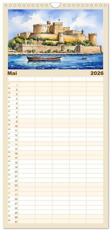 Produktbild: Familienplaner 2026 - Kalimera Griechenland mit 5 Spalten (Wandkalender, 21 x 45 cm) CALVENDO